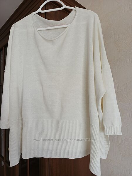 Свитер джемпер летний, свободный лен и хлопок Base Milano, Италия