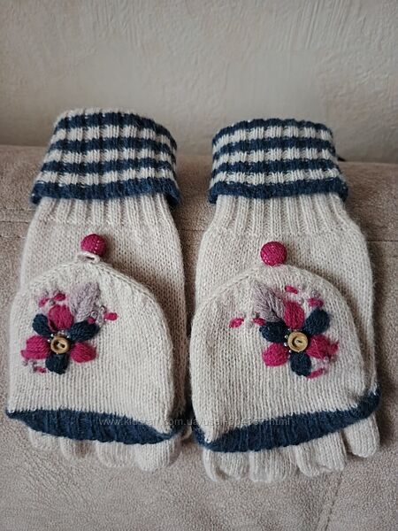 Варежки трансформеры, митенки, шерсть, ангора Accessorize