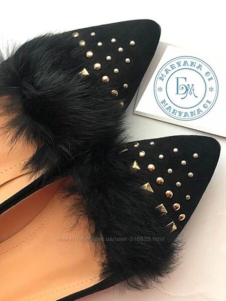 Стильні туфлі мюлі з хутром