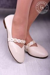 Легенькі балетки з декором / бежеві