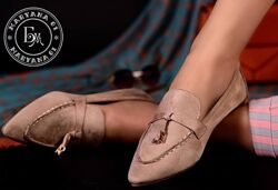 Стильні замшеві балетки / бежеві