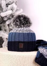 Комплект для хлопчика шапка хомут / синій