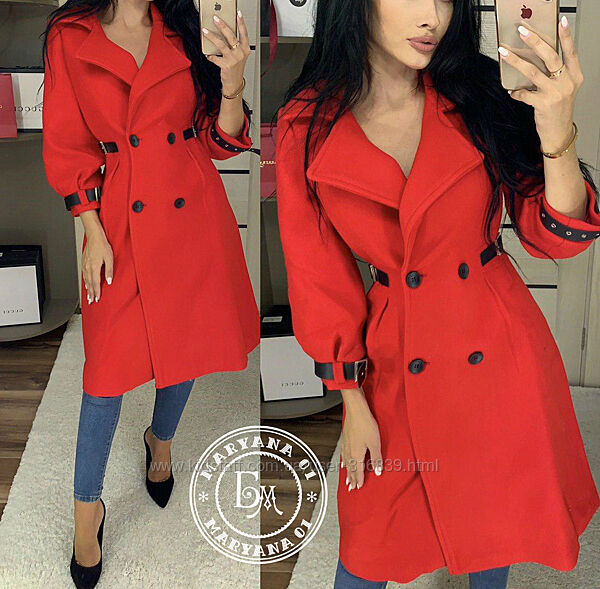 Елегантне кашемірове пальто / червоне