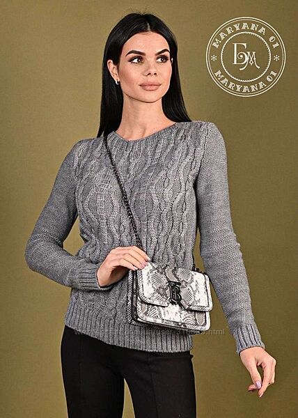 Вязаний светр з орнаментом / сірий