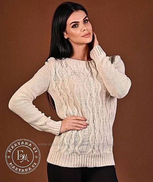 Вязаний светр з орнаментом / кремовий