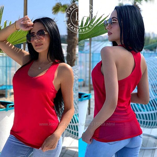 Базова майка з прозорою спинкою / червона