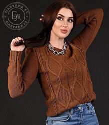 Вязаний светр з орнаментом / коричневий