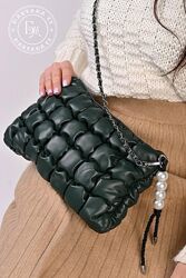 Стильна дута сумочка пуфер / зелена