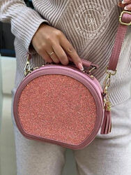 Модна кругла сумка крос-боді / рожева