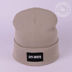 Яскрава шапка біні off-white / бежева