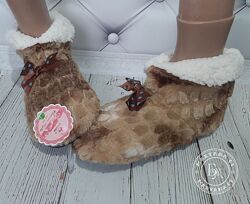 Теплі домашні тапочки-чобітки / коричневі