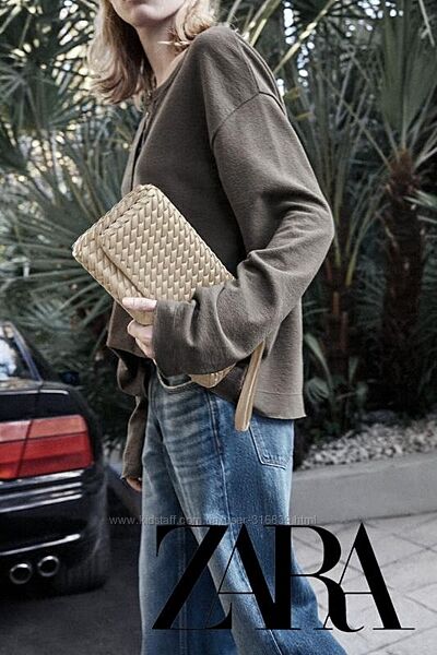 Плетена сумка клатч zara / бежева