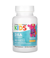 Омега-3 для детей, ДГК, DHA California Gold Nutrition, 180 шт АКЦИЯ