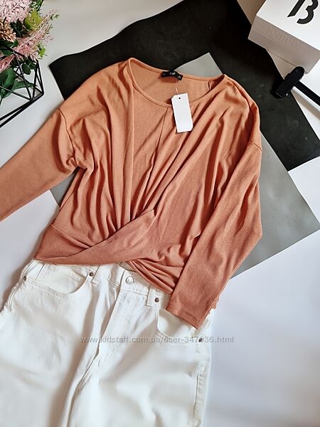 кофточка в рубчик стрейч с узлом f&f р.10 -12 сток