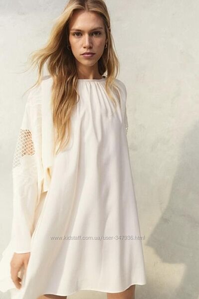 Хіт бежева світла сукня з мереживом р с- м овер hm