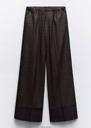 Широкі штани в піжамному стилі Zara - XS, S, M - Більшомірять