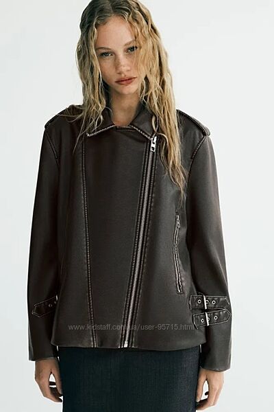 Куртка косуха оверсайз в байкерському стилі Zara - XS