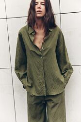 Легка штапельна сорочка оверсайз в піжамному стилі Zara - XS, S, M