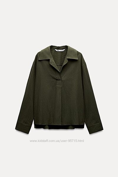 Бавовняна блуза з коміром поло Zara - S, M, L