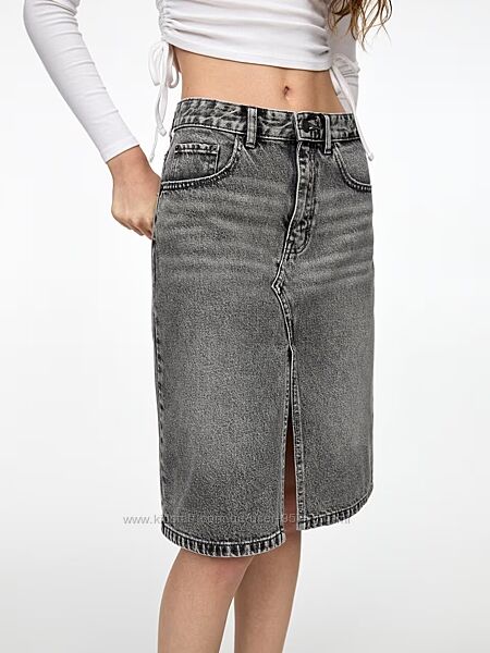 Джинсова спідниця міді Pull&Bear - 34, 36, 38, 40, 42