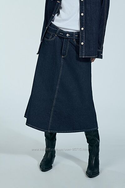 Розкльошена джинсова спідниця міді Zara - XS, S, M