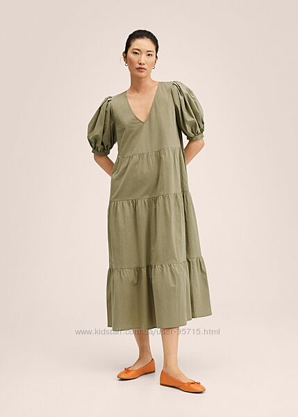 Бавовняна сукня з обємними рукавами Mango - S, M