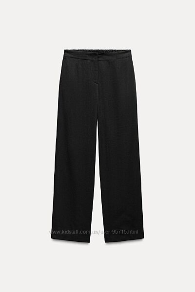 Штани прямого крою із суміші льону Zara - XS, S, M, L чорні 