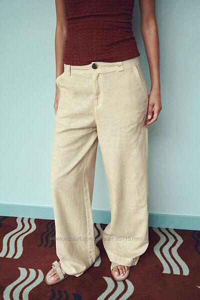 Широкі дуже легкі штани із суміші льону Zara - XS, S, M, L, XL 