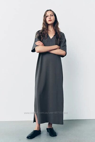 Сукня футболка міді із щільної бавовни Zara -  S 