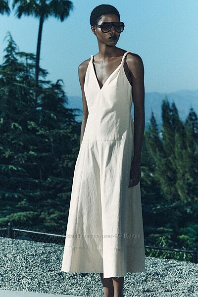 Сукня сарафан міді з бавовни на бретелях Zara - S