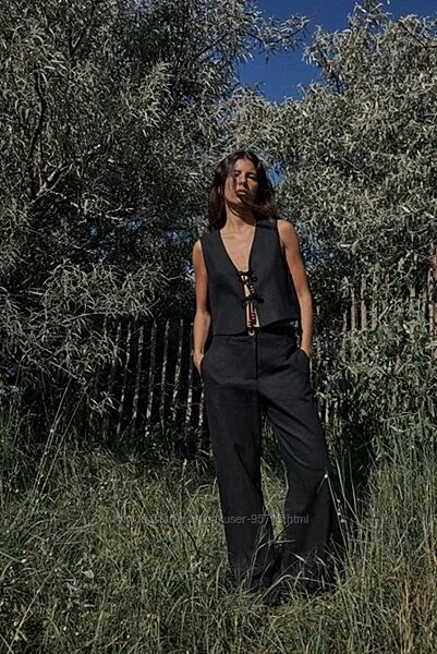 Штани прямого крою з високою посадкою із суміші льону  Zara - XS, S, M