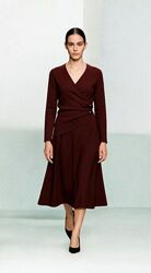 Сукня міді на запах кольору бургунді Zara - M, L