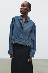 Коротка сорочка з прорізною вишивкою Zara - S, M