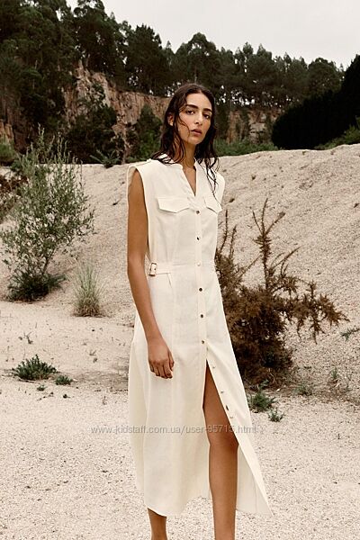 Сукня міді зі шлевками з льону Zara - S, M, L