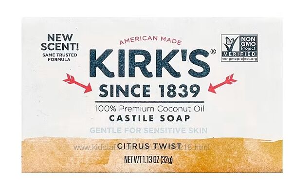 Kirk&acutes, кастильське шматкове мило, цитрусовий, 32 г