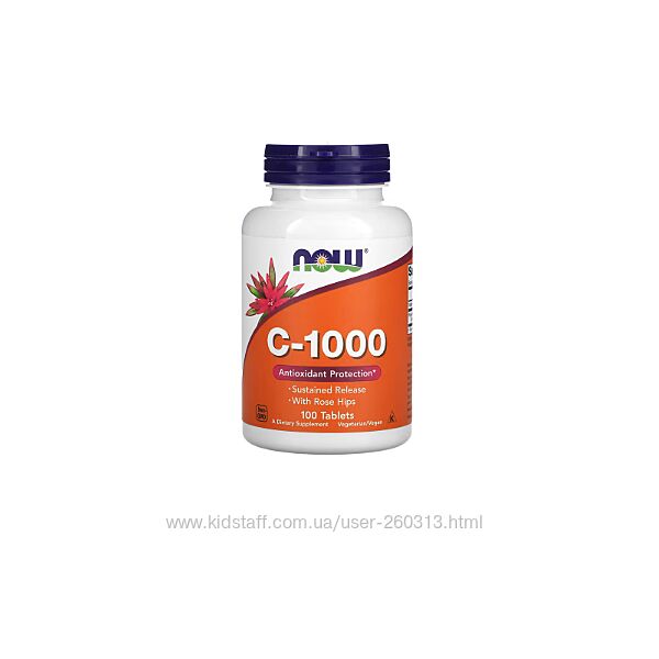 Витамин С 1000 мг с шиповником now foods, c-1000, 100 таблеток