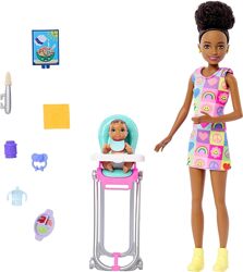Лялька Барбі няня з малюком змінює колір Barbie Skipper Babysitter Скіппер 