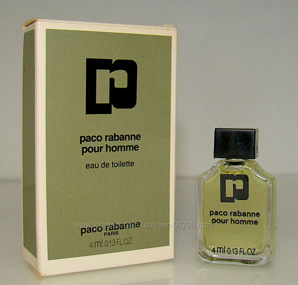 Мініатюра Paco Rabanne Pour Homme Paco Rabanne 4 мл. Оригінал. Вінтаж.