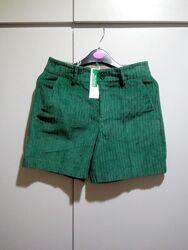 50-52 р крутые вельветовые шорты изумруд benetton