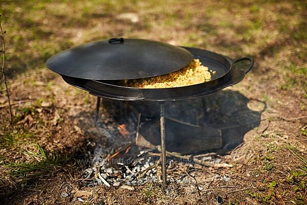 Сковорідка з ДИСКУ БОРОНИ Ромашка з ручками, сковорідка садж з кришкою