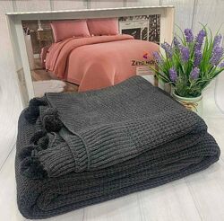 Турецький в&acuteязаний плед із помпонами Zeyd Home