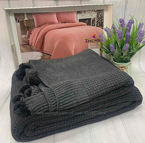 Турецький в&acuteязаний плед із помпонами Zeyd Home