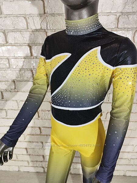 Комбінезон гімнастичний градієнт зі стразами від 122 до 164