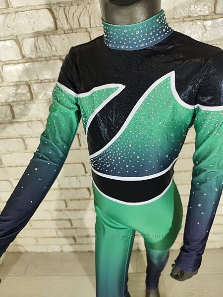 Комбінезон гімнастичний градієнт зі стразами від 122 до 164