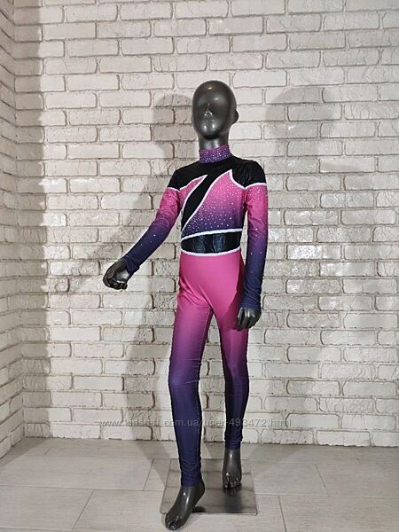 Комбінезон гімнастичний градієнт зі стразами від 122 до 164