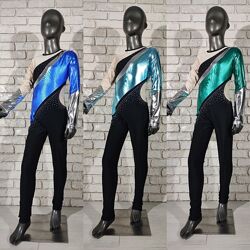 Комбінезон сценічний для гімнастики зі стразами