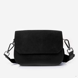 Сумка кроссбоді натуральна замша  чорна бордо шоколад LucheRinо  мод 781