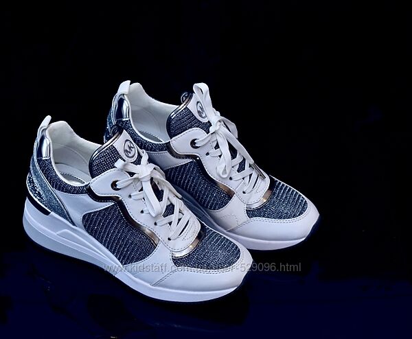 Білі кросівки Michael Kors Crista Trainer Glitter Chain Mesh. Майкл Корс