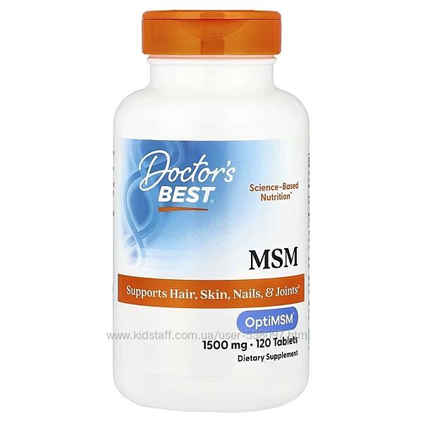 Doctor´s Best МСМ с OptiMSM, метилсульфонилметан сера. 1500 мг,120 таб