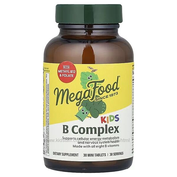 MegaFood Комплекс витаминов группы B для детей. 30 таблеток